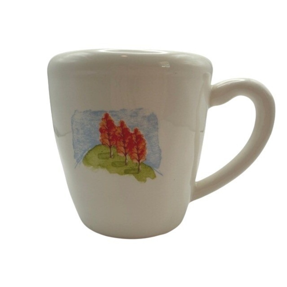 Starbucks Coffee 2007 Autumn Fall Trees Watercolor Ceramic Mug 12oz White Cup